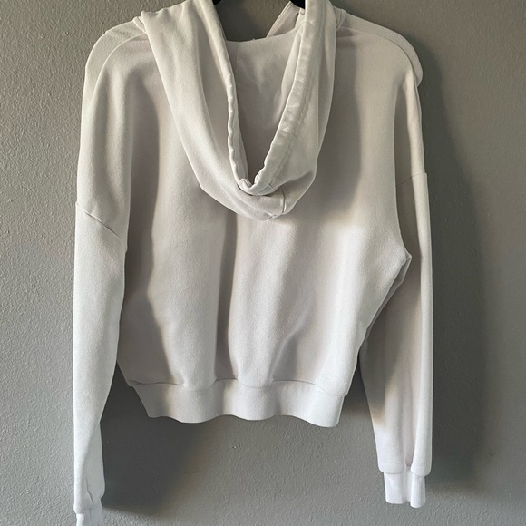 garage basic cropped white zip up hoodie - Picture 2 of 3